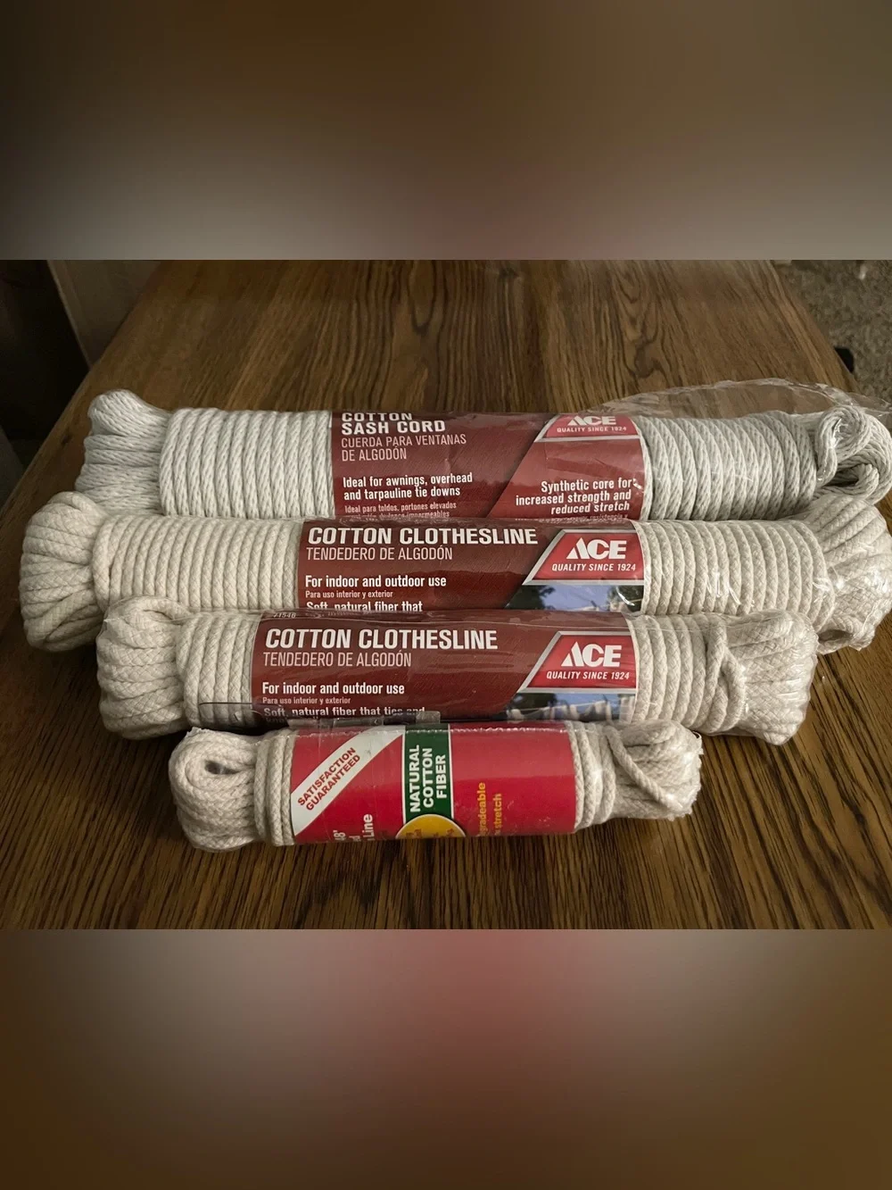 New 4-pack Mixed Lot Cotton Braided Cord Sash Cord Clothesline Mason Line Craft